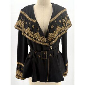Vintage Collection Western Wear Black Embellished Gold Jacket Sz M
